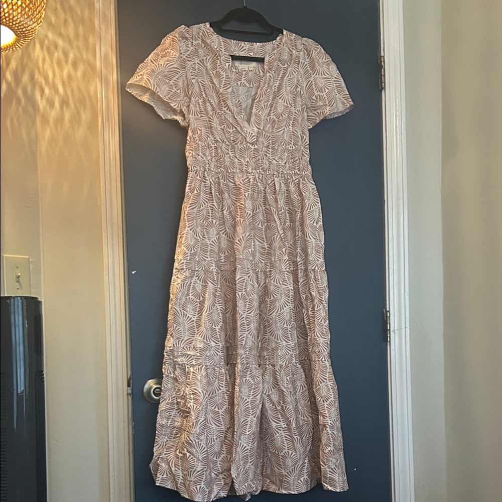 Anthropologie Cream Floral Maxi Dress